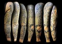 Polyneesian styled full sleeve.. 
 
1st one of this kind that I did.. Took a while though..  Think it was around 2011.