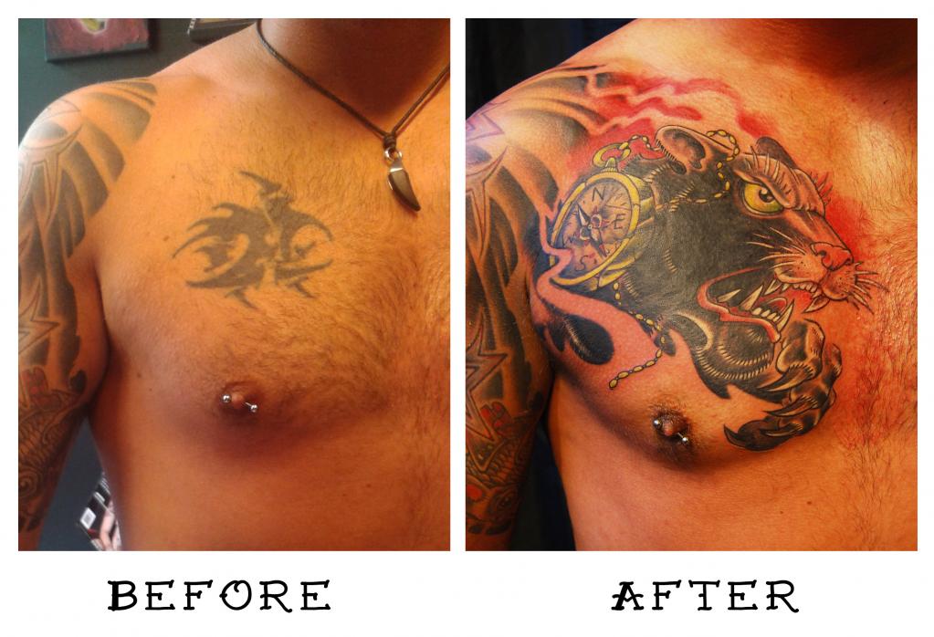 Coverup over this totally bad ass tribal.
(it has "hooks" in the skin)