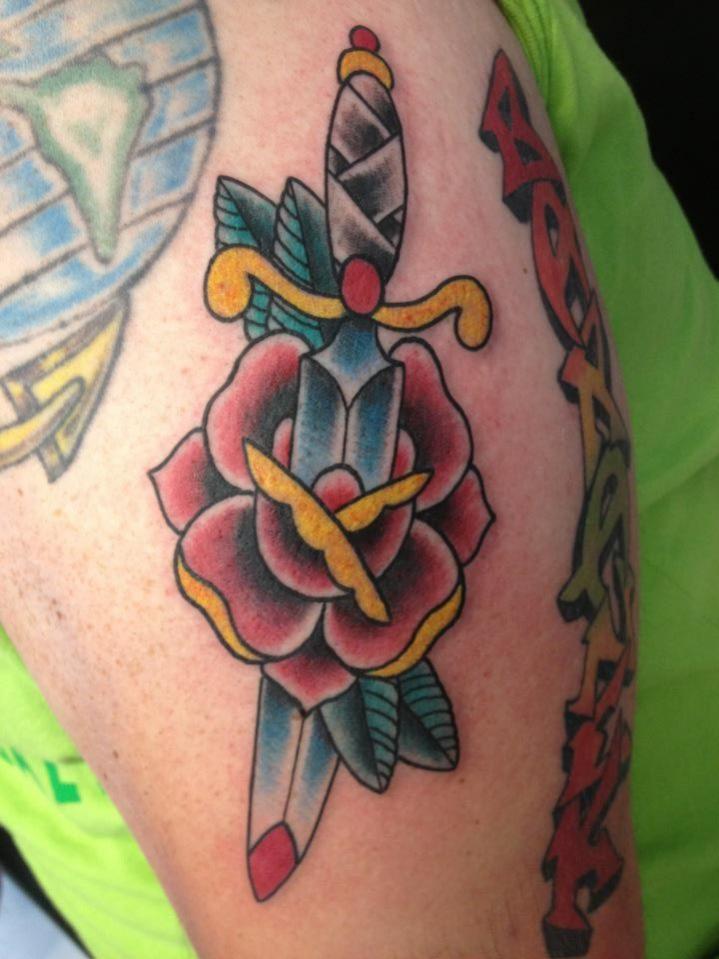 Dagger And Rose Tattoo