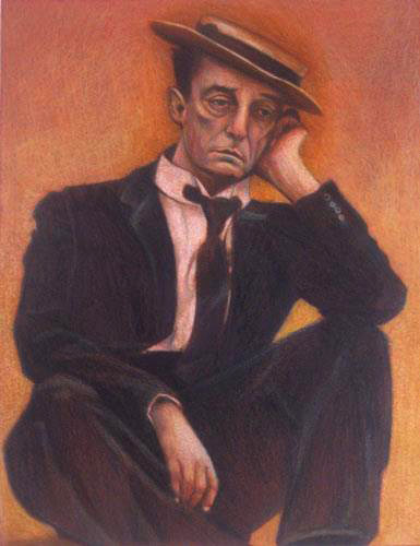 Old Stone Face, Buster Keaton
8x10"
Oil paint rub and colored pencils on illustration board