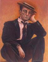 Old Stone Face, Buster Keaton 
8x10" 
Oil paint rub and colored pencils on illustration board