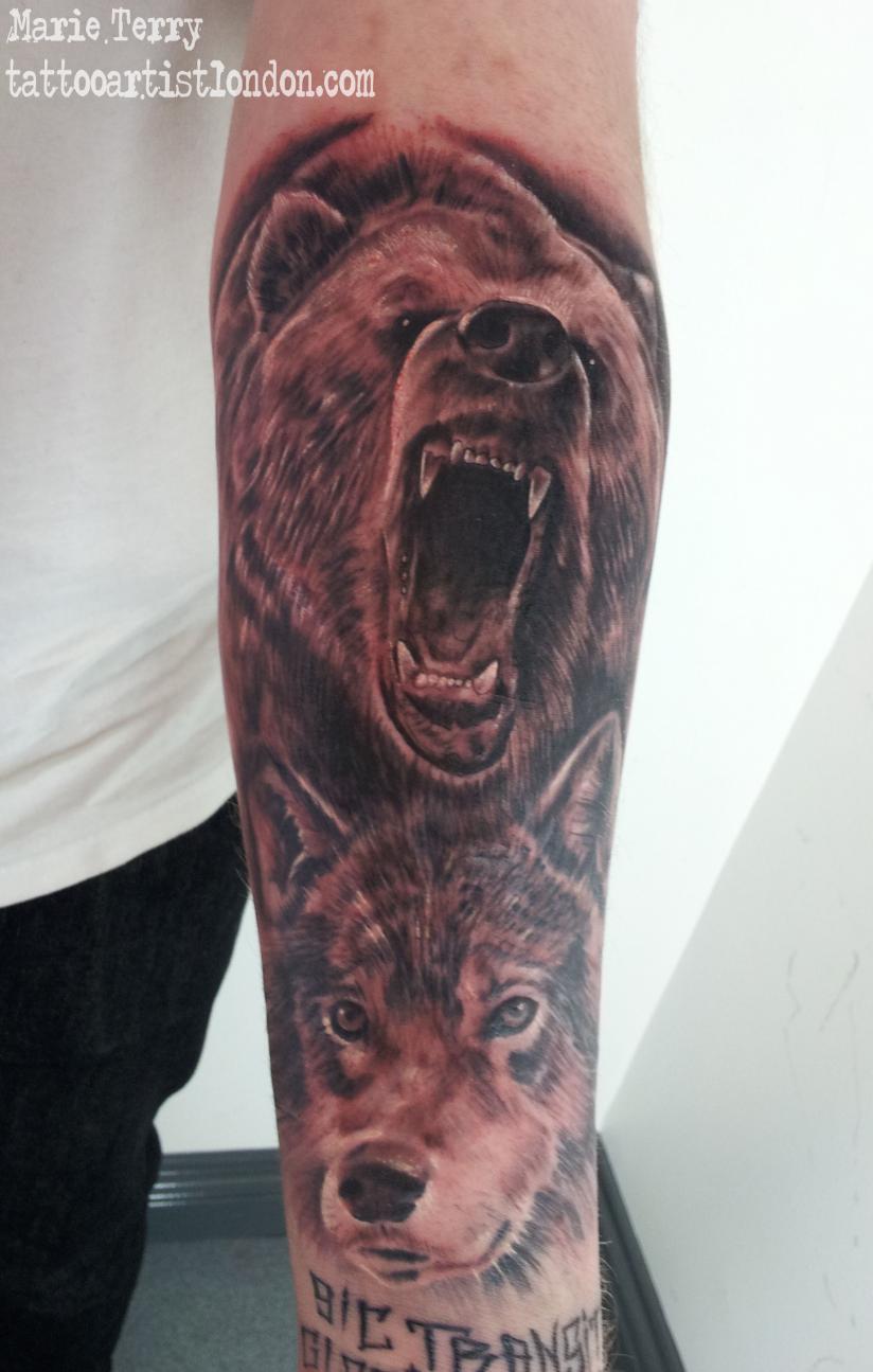 Bear and Wolf Tattoo
