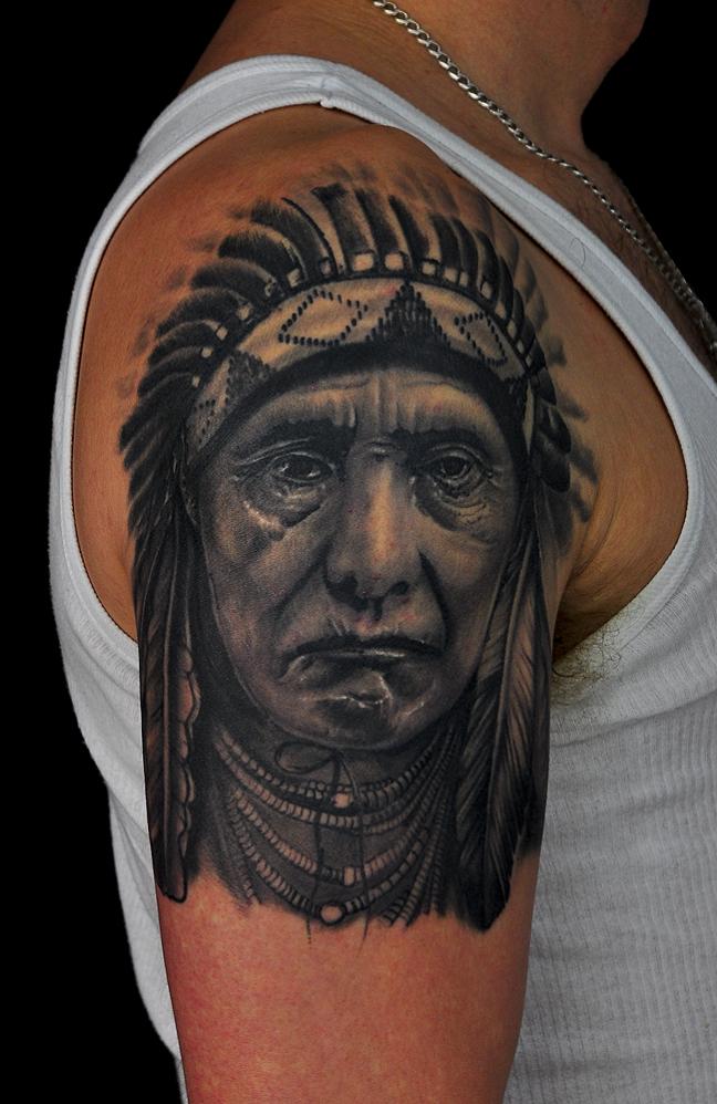 Native american , indianin , artline crew , Gary Rybnik , tattoo , tatuaż , indianin ,