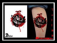 Black Red Stains Dots Tattoo Designs