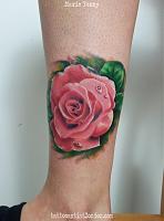 Realistic Pink Rose Tattoo