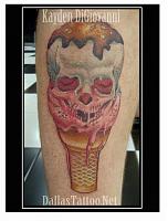 Dallas Tattoo Artist Kayden DiGiovanni  Skin Art Gallery TX skull ice cream