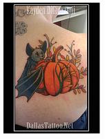 Dallas Tattoo Artist Kayden DiGiovanni  Skin Art Gallery TX bat pumpkin halloween neotraditional