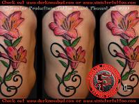 Color lily flower side tattoo