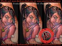 Color pin up tattoo Brunette